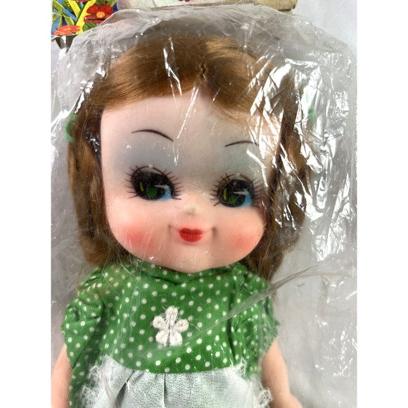 Big Eye 9" Vinyl Girl Doll Kawaii Anime Eyes New in Package Vintage 1970s - Picture 2 of 8
